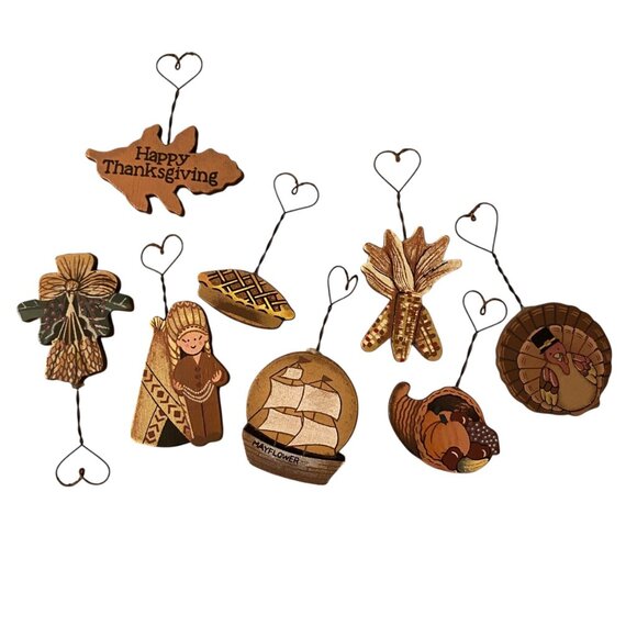 Vintage Tender Heart Treasures 1992 Thanksgiving Wooden Place Card Holders Set - Picture 2 of 5